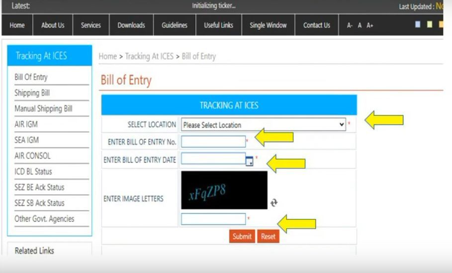 Icegate Bill of Entry Status Check